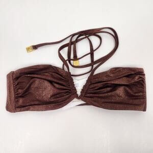L*Space Shimmer Dawn Bikini Top in Cafe Brown Convertible Size Small NWT